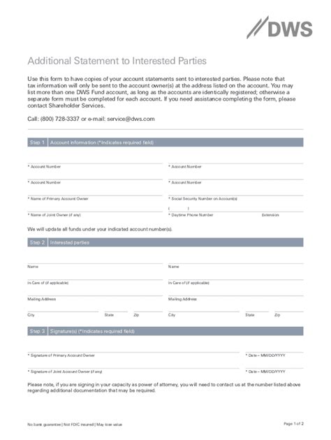 Fillable Online Dws Form Additional Statement To Interested Parties