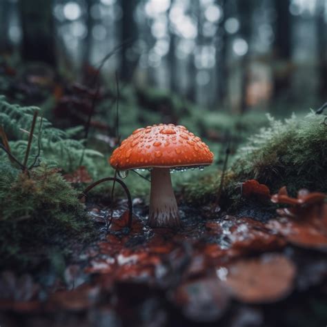 Premium Ai Image Mushrooms In The Forest