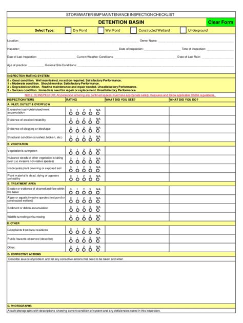 Fillable Online Stormwater Bmp Inspection Formdetention Basin Fax Email