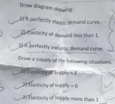 Draw Diagram Showing A Perfectly Elastic Demand Curve 2 Elasticity Of Demand Than 1 3 A