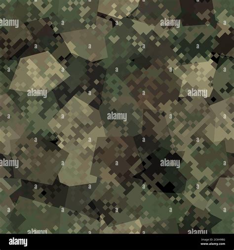 Seamless Digital Woodland Pixel Camo Texture Vector For Army Textile