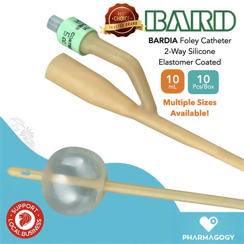 Bard Foley Catheter Silicone Elastomer Coated 2 Way 10ml 10pc Box 12f 14f 16f 18f Foley