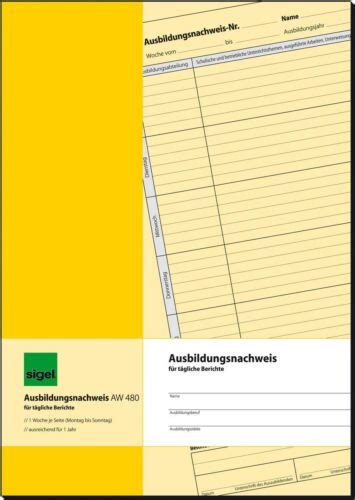 Sigel AW480 Ausbildungsnachweis Berichts Heft A4 28 Blatt Ausbildung