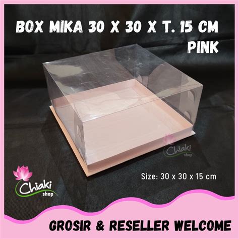 Jual Box Mika PINK Uk 30 X 30 X T 15 Cm Cake Pudding Tart Dus PINK