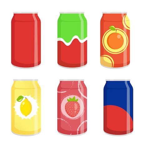 Coleção de latas de refrigerante ilustração vetorial Vetor Premium