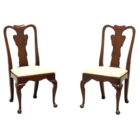 Henkel Harris 109s 24 Wild Black Cherry Queen Anne Dining Side Chairs Pair C At 1stdibs