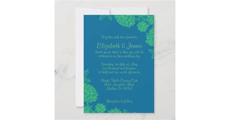 Elegant Blue And Green Wedding Invitations | Zazzle