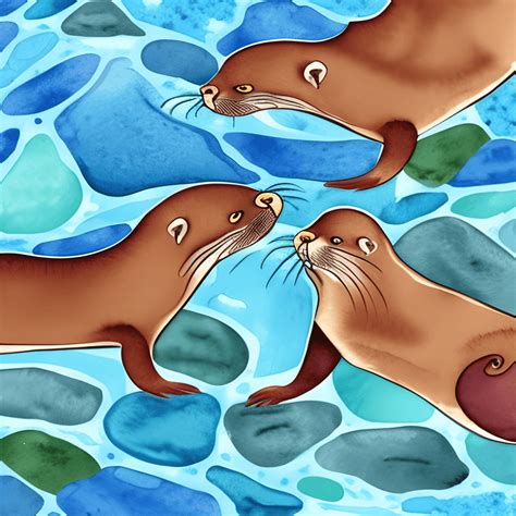 Otters Watercolor Graphic · Creative Fabrica