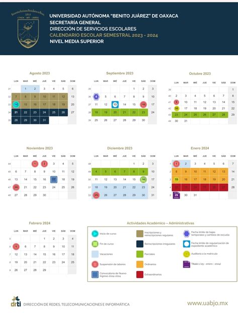 Calendario Escolar Semestral 2023 2024 DGEMS