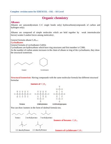 Complete Revision Notes For Edexcel Ial As Level Chemistry Alkanes