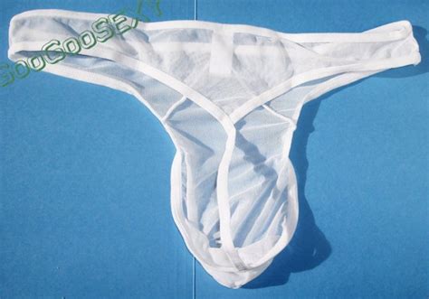 N Hot Men T Back Thong Mesh Net Semi C Thru White