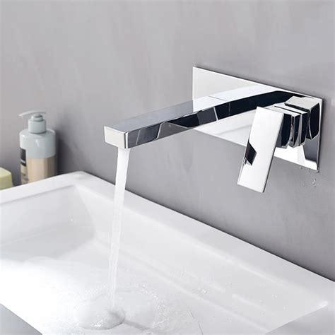 Copper Hot And Cold Concealed Basin Mixer Wall Wash Bathroom Wash Basin Hidden Faucet Chrome