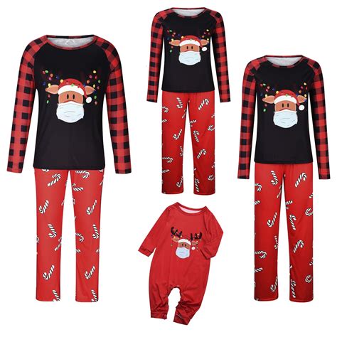 Odeerbi Christmas Pajamas For Family Matching Outfits Men's 2024 Long Sleeve Outfit Printed ...