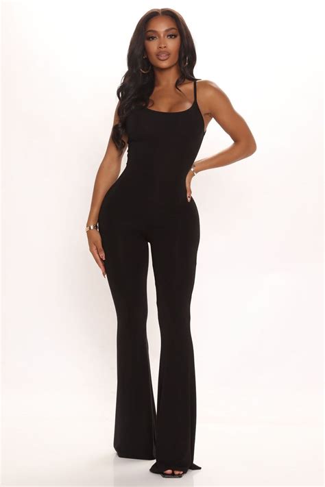 Nova Season Flare Leg Jumpsuit Black Black Jumpsuit Fashion Black