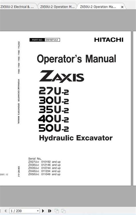 Hitachi Mini Excavator Zaxis Zx U Shop Manual