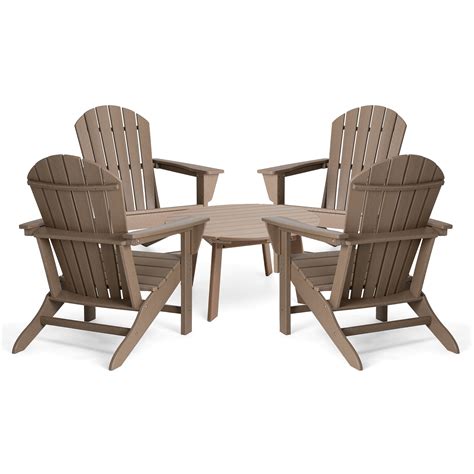 Glitzhome Piece Set Outdoor Adirondack Chair With Round Side Table