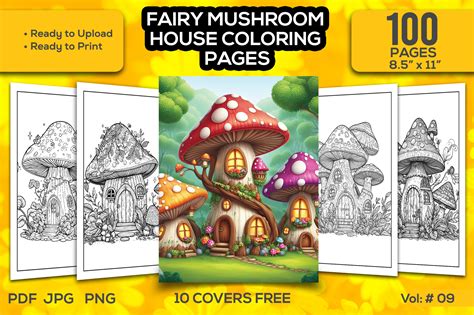 Fairy Mushroom House Coloring Pages Graphic by TeamlancerBD · Creative ...