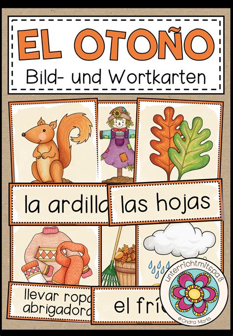 EL OTOÑO Herbst Bild und Wortkarten Spanisch