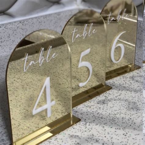 Gold Mirror Acrylic Wedding Table Numbers Wedding Table Etsy