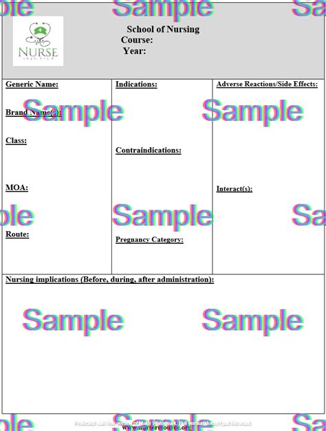 Help Me Pass Nursing School Medication Card Template