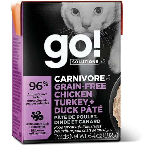 Petcurean Go! Carnivore Grain Free Chicken, Turkey & Duck Pate Wet Cat ...