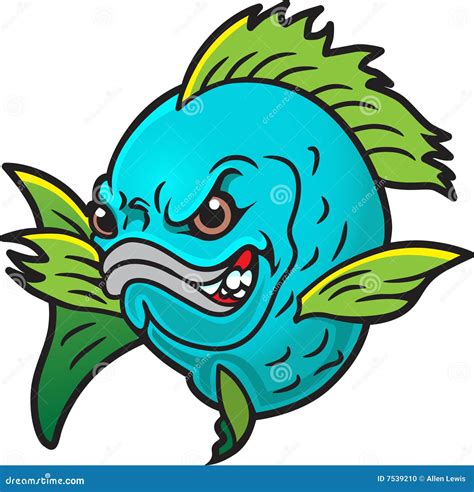 Angry Fish Cartoon Vector Illustration 35986172