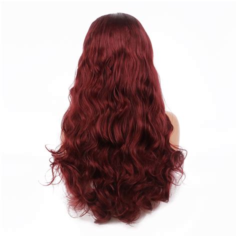 Knowu Curly Red Brown Long Synthetic Lace Front Wig For Crossdresser