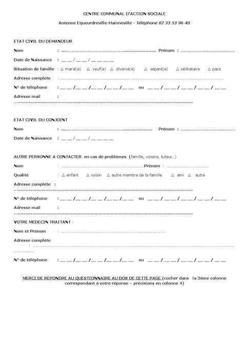 Fiche De Renseignements Canicule Grand Froid Ocx By Ville