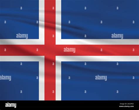 Waving Iceland Flag Official Colors And Ratio Correct Iceland