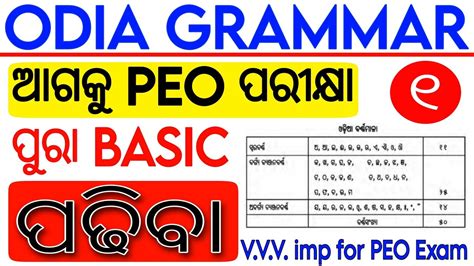 ଓଡଆ ବୟକରଣ Basic Odia Grammar For PEO JA CGL EXAM PART 1 Odia