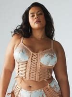 Lace D Up Strappy Cami In Blue Multi Nude SAVAGE X FENTY