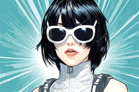 Premium Photo Cute Anime Girl With Sunglasses Illustration In Comic Style