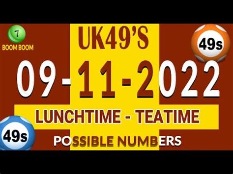 9 11 2022 UK49s Today Prediction Bonus Ball Doubles Uk49 Lunchtime