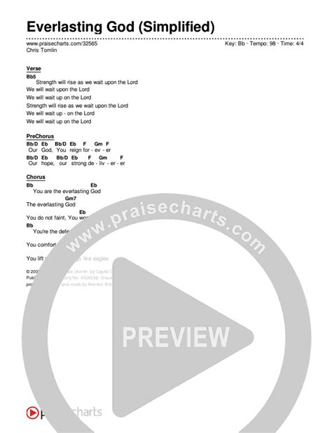 Everlasting God Simplified Chords Pdf Chris Tomlin Praisecharts