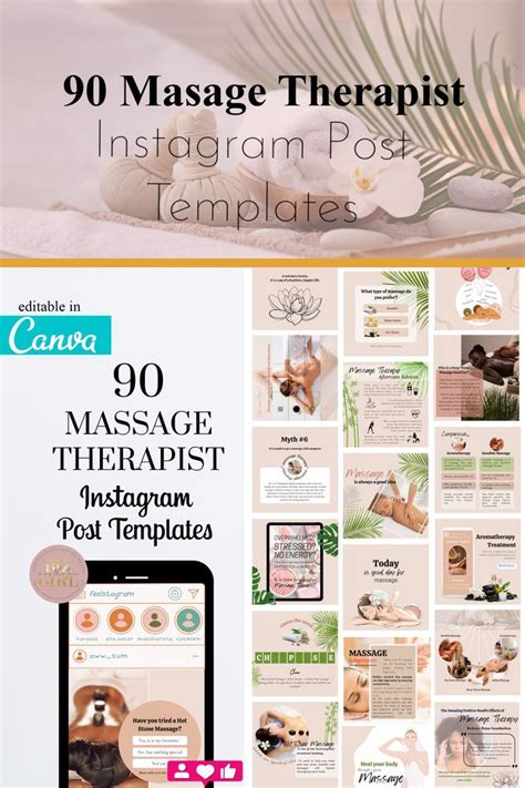 Massage Therapist Instagram Post Templates Deep Tissue Hot Stone Swedish Aromatherapy Ig