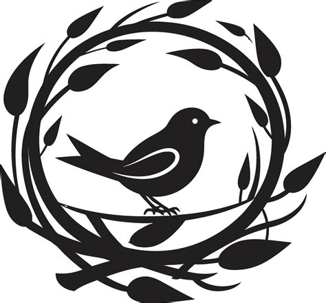 Nesting In Style Black Vector Bird Nest Emblem Sleek Avian Haven Black