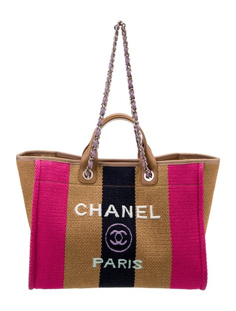 Chanel Medium Raffia Deauville Shopping Tote Neutrals Totes Handbags