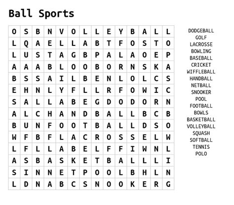 Sport Word Searches To Print Activity Shelter