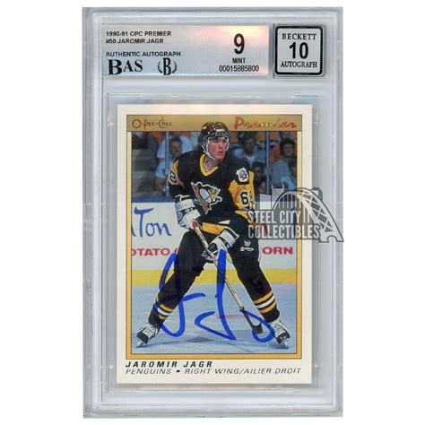 Jaromir Jagr O Pee Chee Premier Autograph Rookie Card Bgs