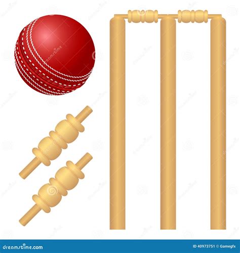 Cricket Ball And Stump Illustration Stock Vector - Image: 40973751