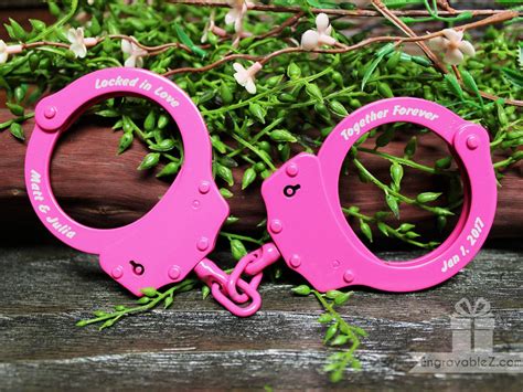 Black Engraved Handcuffs Locked In Love Etsy Pink Handcuffs Unique