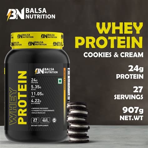 Whey Protein Powder 907g Cookies & Cream flavour - BalsaNutrition