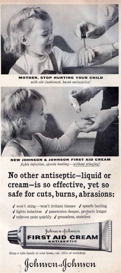 Johnson & Johnson First Aid Cream | Vintage ads 1950s, Vintage ads ...