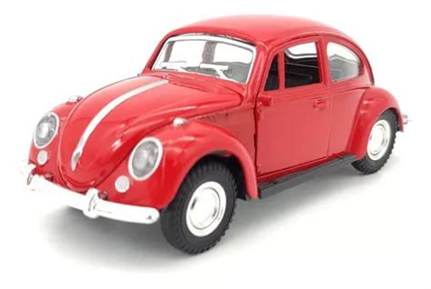 Carrinho De Ferro Miniatura Fusca Carros Brinquedo 1 32 Cor Vermelho