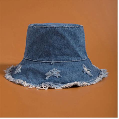 New Vintage Bucket Hat Hole Denim Fisherman S Hat Etsy