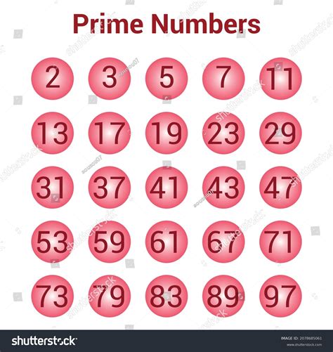 prime numbers chart mathematics stock vector royalty