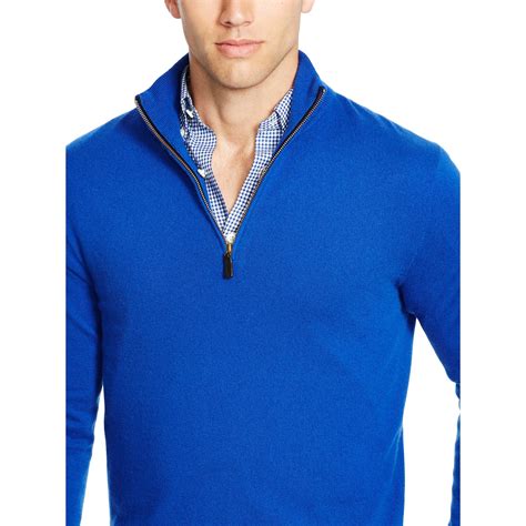 Polo Ralph Lauren Cashmere Half Zip Sweater In Blue For Men Lyst