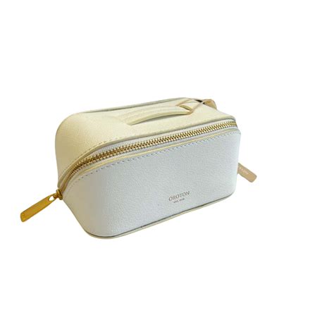 Oroton Womens Mini Makeup Leather Pouch Whites