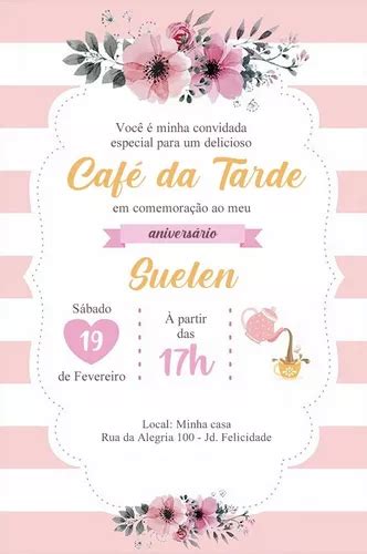 Convite Aniversário Confraternização Chá Café Da Tarde MercadoLivre