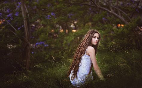 Girl In The Grass Long Hair Look Nature Wallpaper 1920x1200 Long